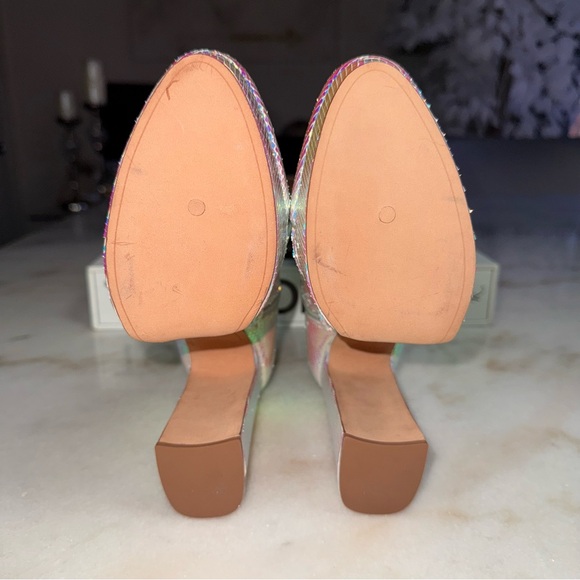 New Alexandre Birman Loreta Holographic Leather Platform Bootie Boot Womens 37 - Picture 9 of 12